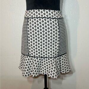 LOFT Black and White Tweed Pencil Skirt